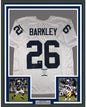 Framed Autographed/Signed Saquon Barkley 35x39 Penn State White College Football Jersey Beckett BAS COA