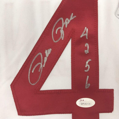 Framed Autographed/Signed Pete Rose 4256 35x39 Cincinnati White Baseball Jersey JSA COA