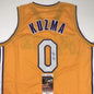 Autographed/Signed Kyle Kuzma Los Angeles LA Yellow Basketball Jersey JSA COA