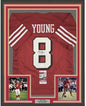 Framed Autographed/Signed Steve Young 35x39 San Francisco Red Shadow Football Jersey JSA COA