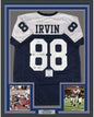 Framed Autographed/Signed Michael Irvin Dallas HOF 2007 35x39 Thanksgiving Day Blue Football Jersey Beckett BAS COA