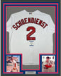Framed Autographed/Signed Red Schoendienst 35x39 St. Louis White Baseball Jersey Beckett BAS COA
