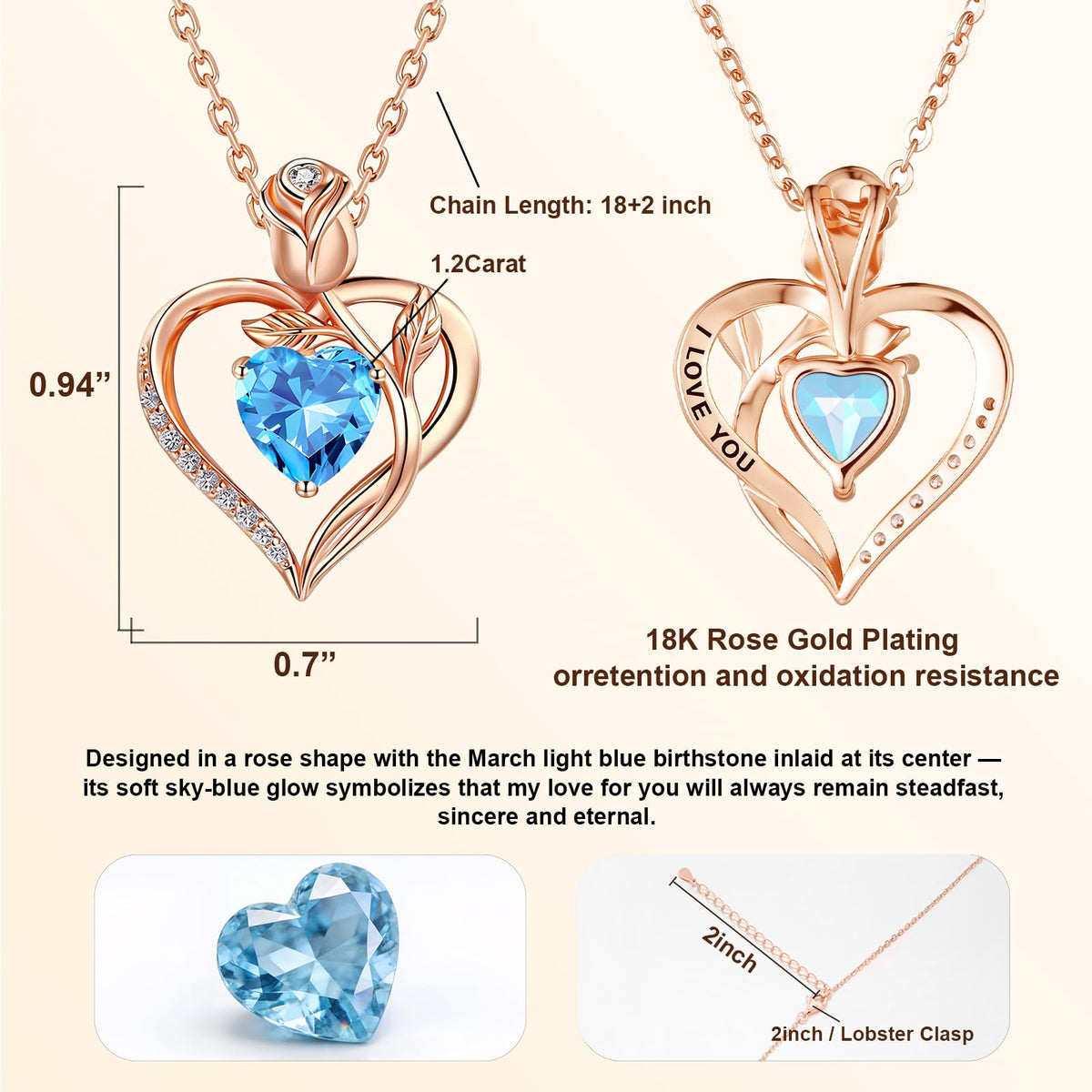 Women's Heart Pendant Necklace – 1.2CT Moissanite or Lab-Grown Sapphire, Ruby & Emerald