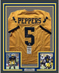 Framed Autographed/Signed Jabrill Peppers 35x39 Michigan Yellow College Football Jersey JSA COA