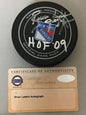 Autographed/Signed Brian Leetch HOF 09  New York Rangers Official Game Hockey Puck Steiner Sports COA