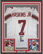 Framed Autographed/Signed Dwayne Haskins Jr. 35x39 Ohio State White College Football Jersey JSA COA