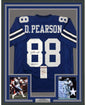 Framed Autographed/Signed Drew Pearson ROH 2011 35x39 Dallas Blue Football Jersey JSA COA