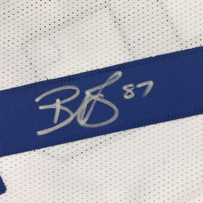 Framed Autographed/Signed Reggie Wayne 35x39 Indianapolis White Football Jersey JSA COA