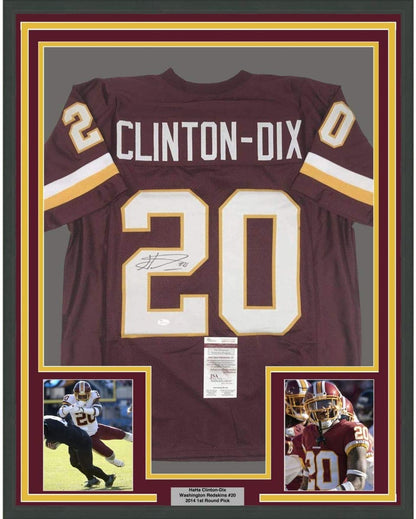 Framed Autographed/Signed Ha Ha HaHa Clinton-Dix 35x39 Washington Burgundy Football Jersey JSA COA