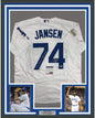 Framed Autographed/Signed Kenley Jansen 35x39 2017 National League Champs Los Angeles LA White Baseball Jersey PSA/DNA COA