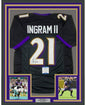 Framed Autographed/Signed Mark Ingram II 35x39 Baltimore Black Football Jersey Beckett BAS COA