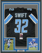 Framed Autographed/Signed D'Andre Swift 35x39 Detroit Black Football Jersey JSA COA
