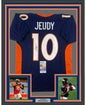 Framed Autographed/Signed Jerry Jeudy 35x39 Denver Blue Football Jersey JSA COA