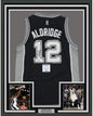 Framed Autographed/Signed LaMarcus Aldridge 35x39 San Antonio Black Basketball Jersey Beckett BAS COA