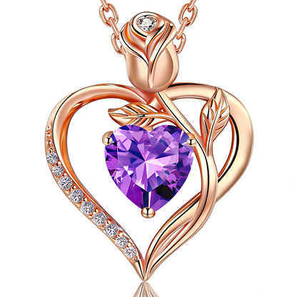 Women's Heart Pendant Necklace – 1.2CT Moissanite or Lab-Grown Sapphire, Ruby & Emerald