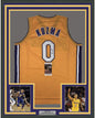 Framed Autographed/Signed Kyle Kuzma 35x39 Los Angeles LA Yellow Basketball Jersey JSA COA