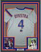 Framed Autographed/Signed Lenny Dykstra Nails 35x39 New York Grey Baseball Jersey Beckett COA