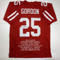 Autographed/Signed Melvin Gordon III Wisconsin Red Stat College Football Jersey Athlete Hologram COA