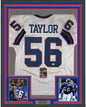 Framed Autographed/Signed Lawrence Taylor 35x39 New York White Football Jersey JSA COA