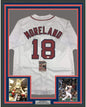 Framed Autographed/Signed Mitch Moreland 35x39 Boston White Baseball Jersey JSA COA