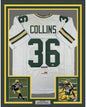 Framed Autographed/Signed Nick Collins 35x39 Green Bay White Football Jersey PSA/DNA COA