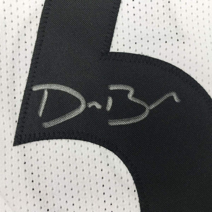 Framed Autographed/Signed Devin Bush 35x39 Pittsburgh White Football Jersey JSA COA