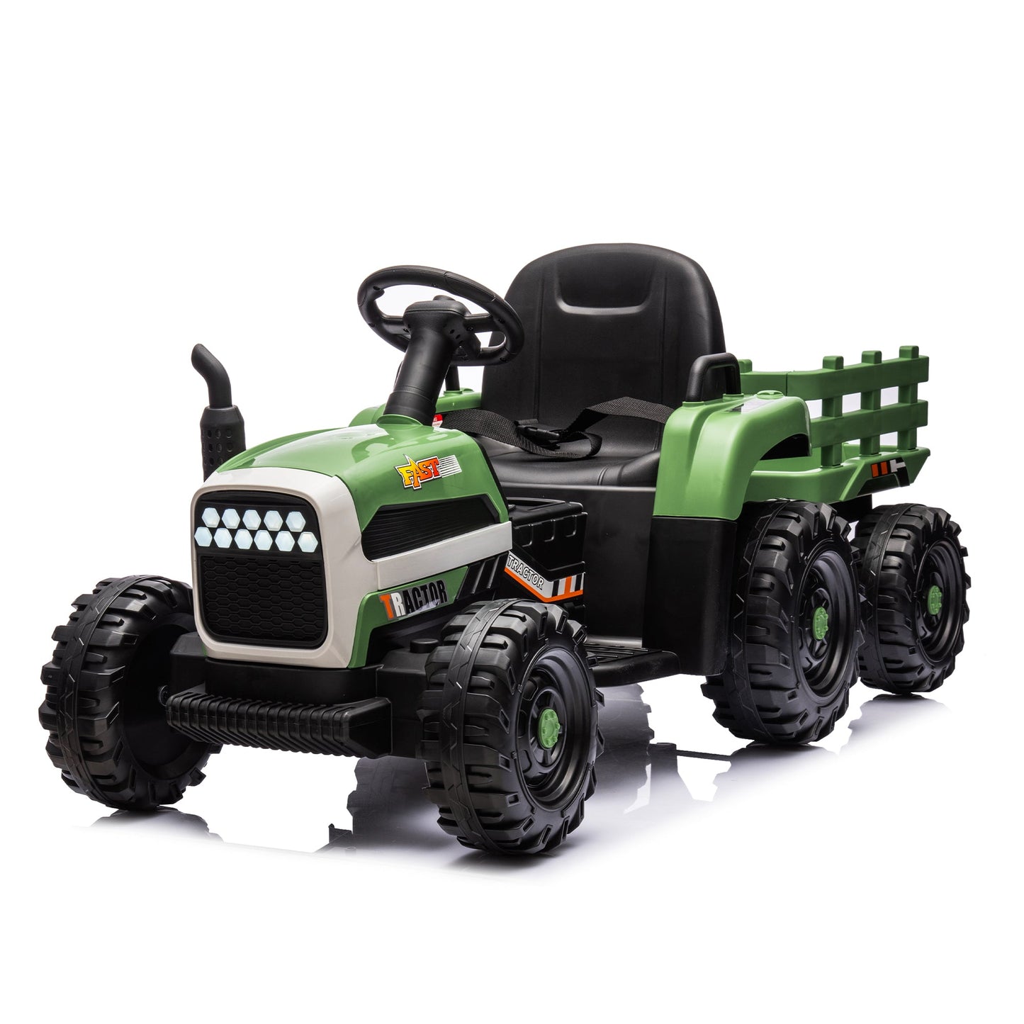 Ride On Tractor With Trailer - 24V Battery Powered Electric Tractor Toy
