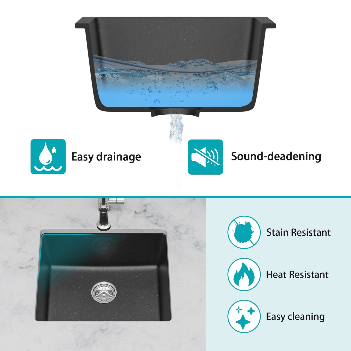 Quartz Kitchen Sink - 21" x 18" x 9.65"