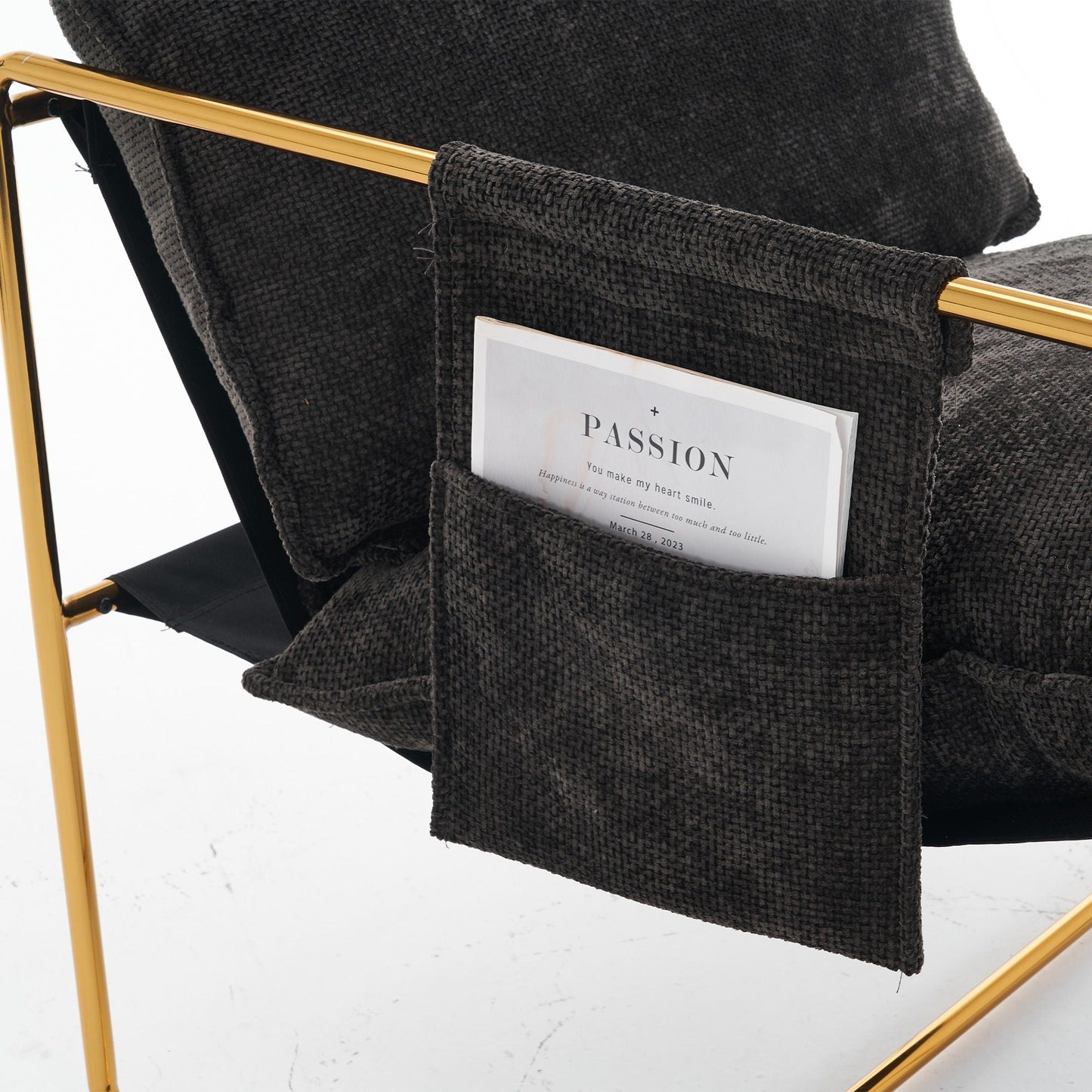 Upholstered Hanging Armchair With Arm Pocketsmetal Frame (Set of 2), Plated Craftsmanship, Crushed Foam Cushions And Skin-Friendly Woven Fabric For Living Room And Bedroom