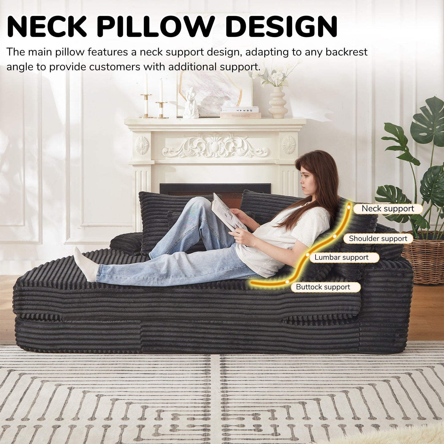 Semi Circular 2 In 1 Sofa Bed With Neck Pillow And Throw Pillows