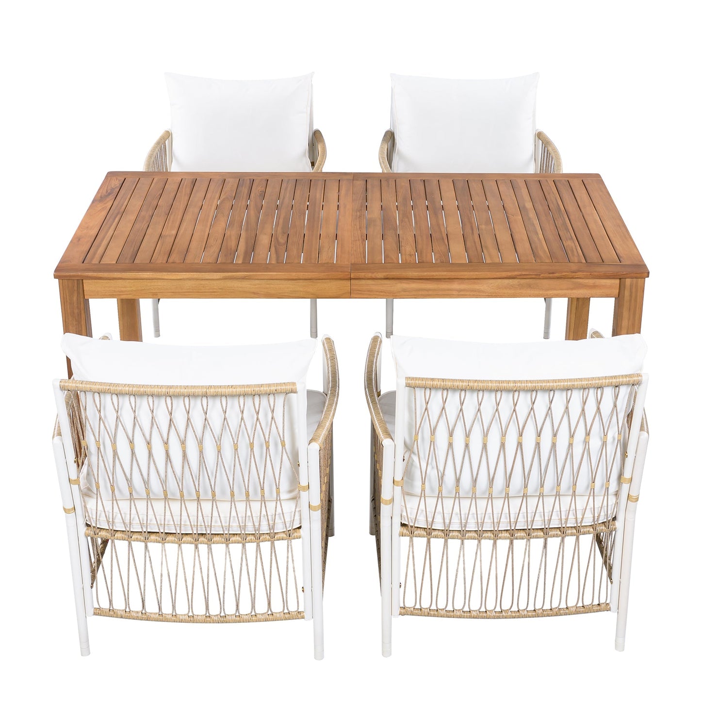 TOPMAX Patio 5pcs Wooden Dining Table Set