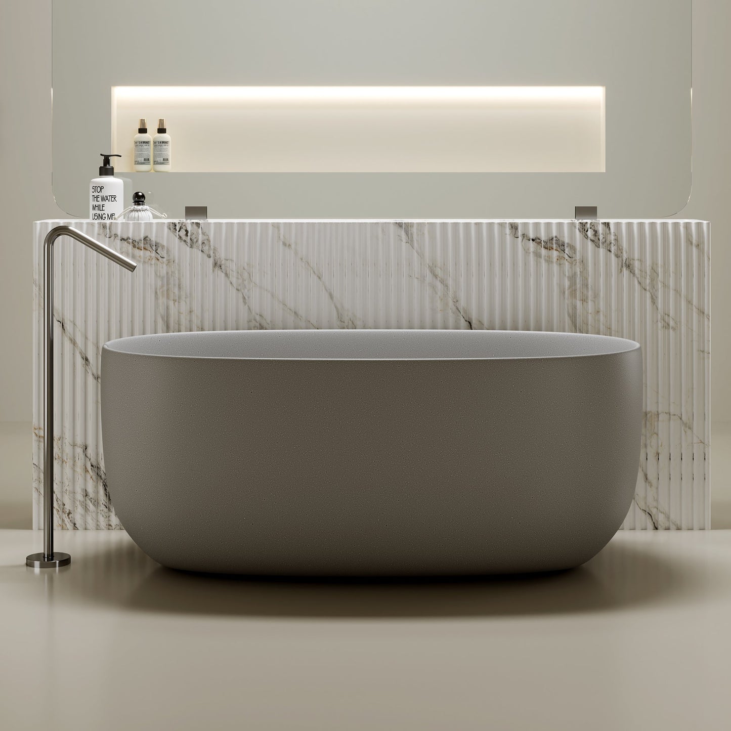 51'' Freestanding Bathtub Resin Stone Soaking Bathtub