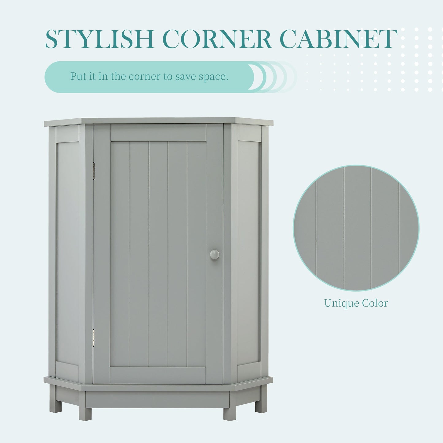 Grey Bathroom Cabinet Triangle Corner Storage With Adjustable Shelf