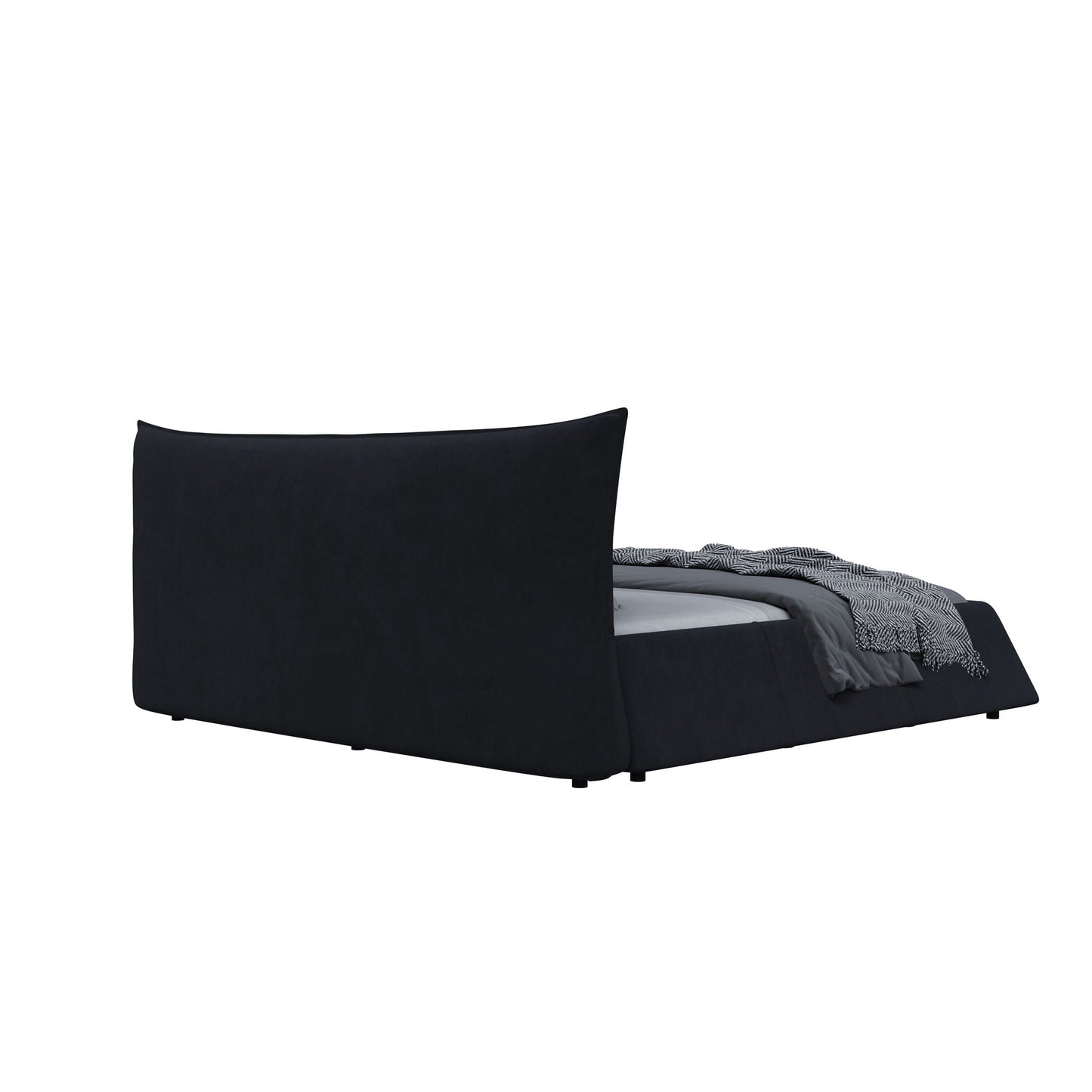 Upholstered Platform Bed With Special Shaped Headboard