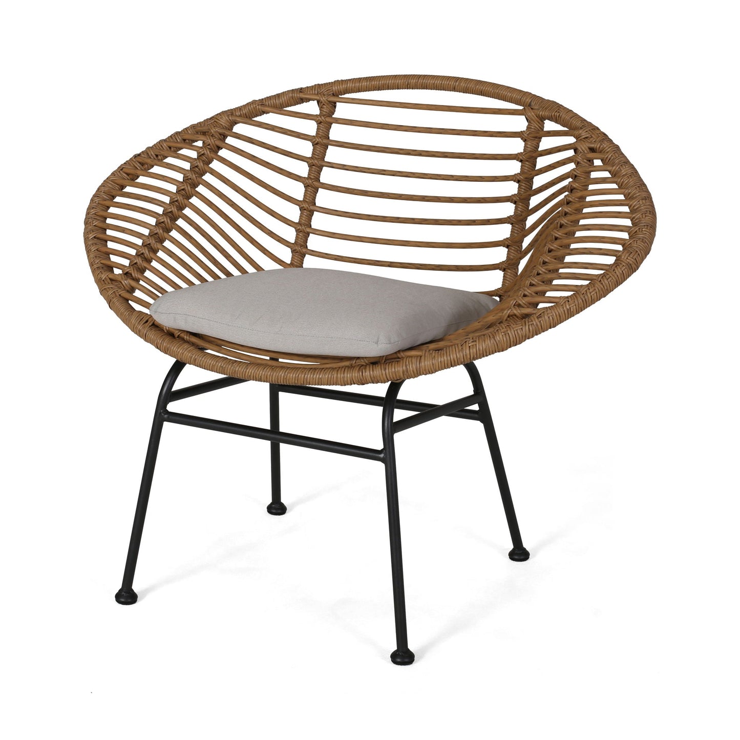 Cordella Outdoor Woven Wicker Chairs with Cushions, Set of 2
