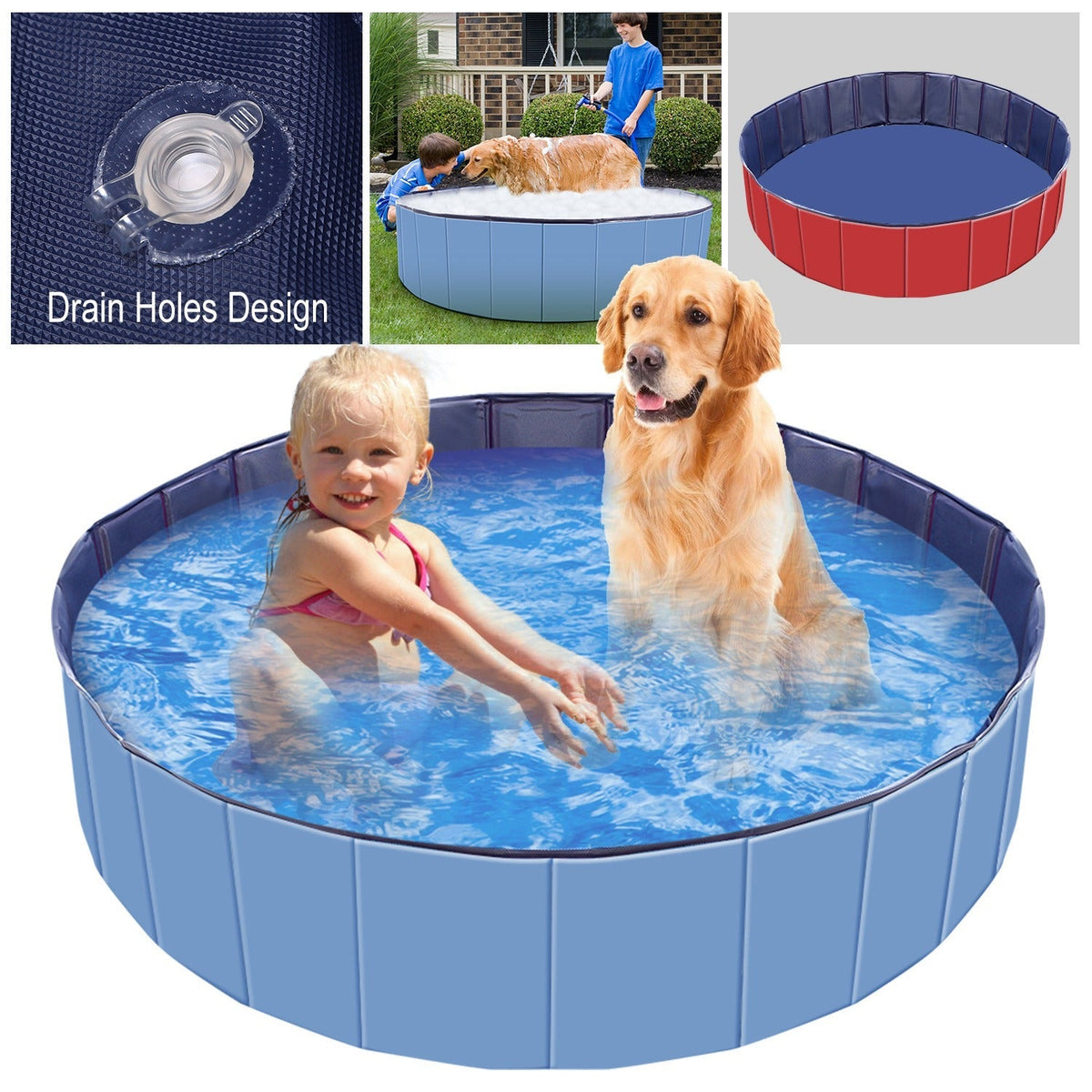 Foldable Pet Swimming Pool - Portable PVC - Gbruno