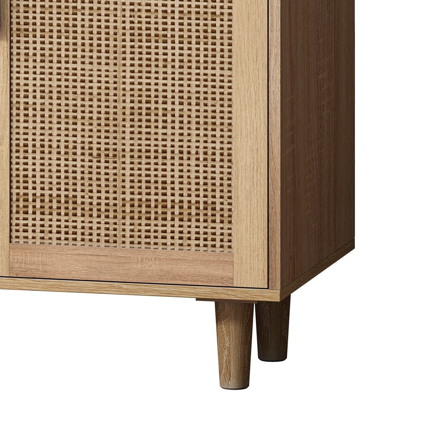 Elegant And Functional 4 Door Rattan Decorative Storage Cabinet