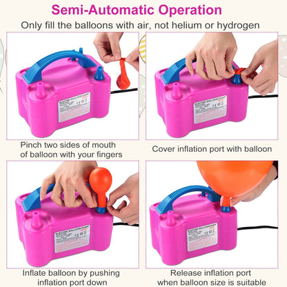 Electric Balloon Pump 600W Balloon Blower Inflator Dual Nozzle for Party Wedding Festival Decoration US/UK