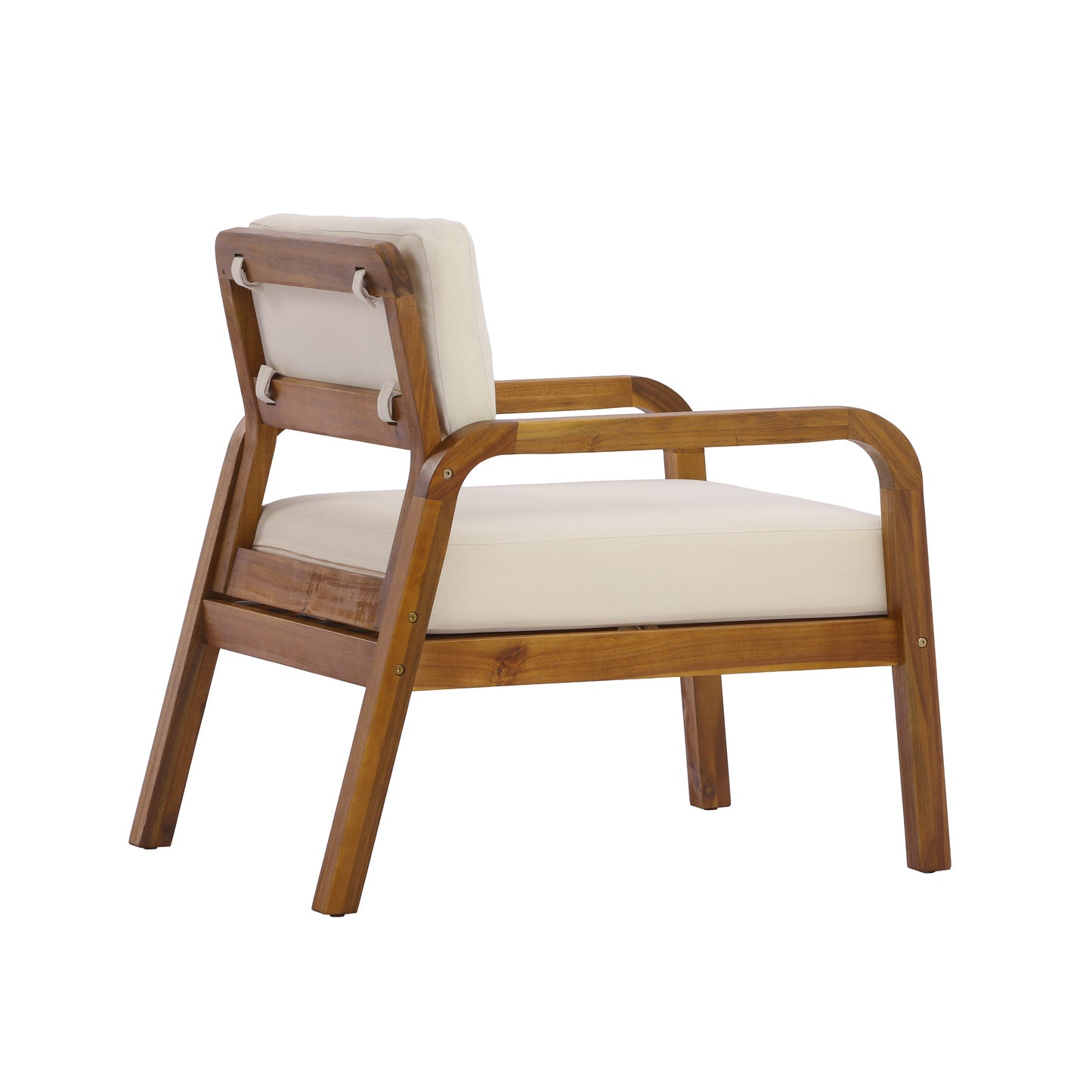 Outdoor Acacia Wood Armchair Set with Weather-Resistant Cushions