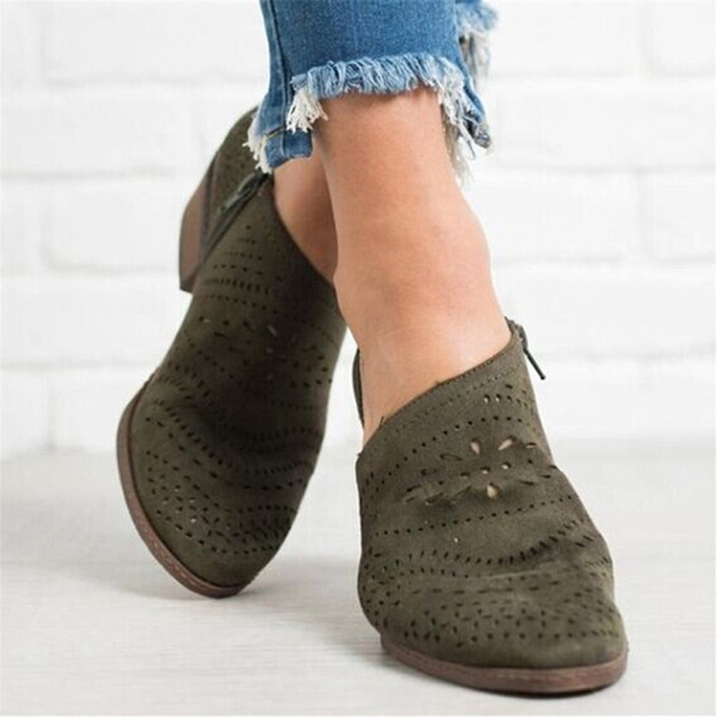 European and American hollow low heel women shoes