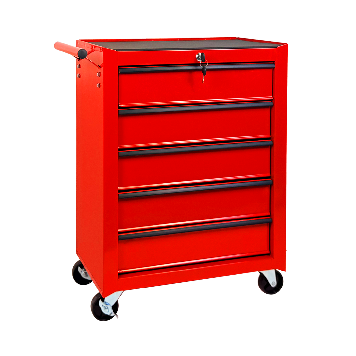 Rolling Metal Tool Chest with 5 Drawers, 20" Steel Cabinet - Red