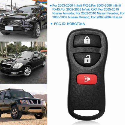 2 Keyless Entry Car Key Remote Key Fob Case Button Pad Replacement for Nissan KBRASTU15 315MHZ