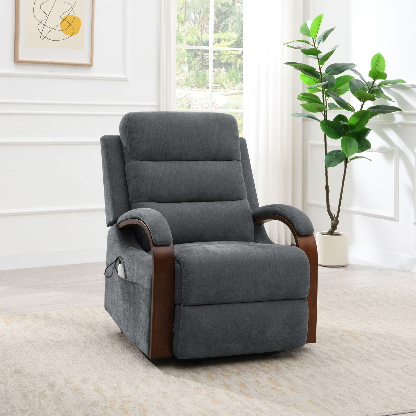 Kayla Power Recliner With Lift, Heating & Massage (Zero Gravity) - Gray