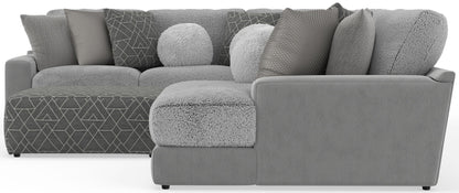 Canyon - 4 Piece Sectional With Cuddler Seat Cushions, Included Accent Pillows And Cocktail Ottoman (Right Side Facing Chaise) - Platinum