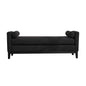 Elegant Upholstered Bench, Daybed, Ottoman With Wood Legs & 2 Bolster Pillows - Black Boucle