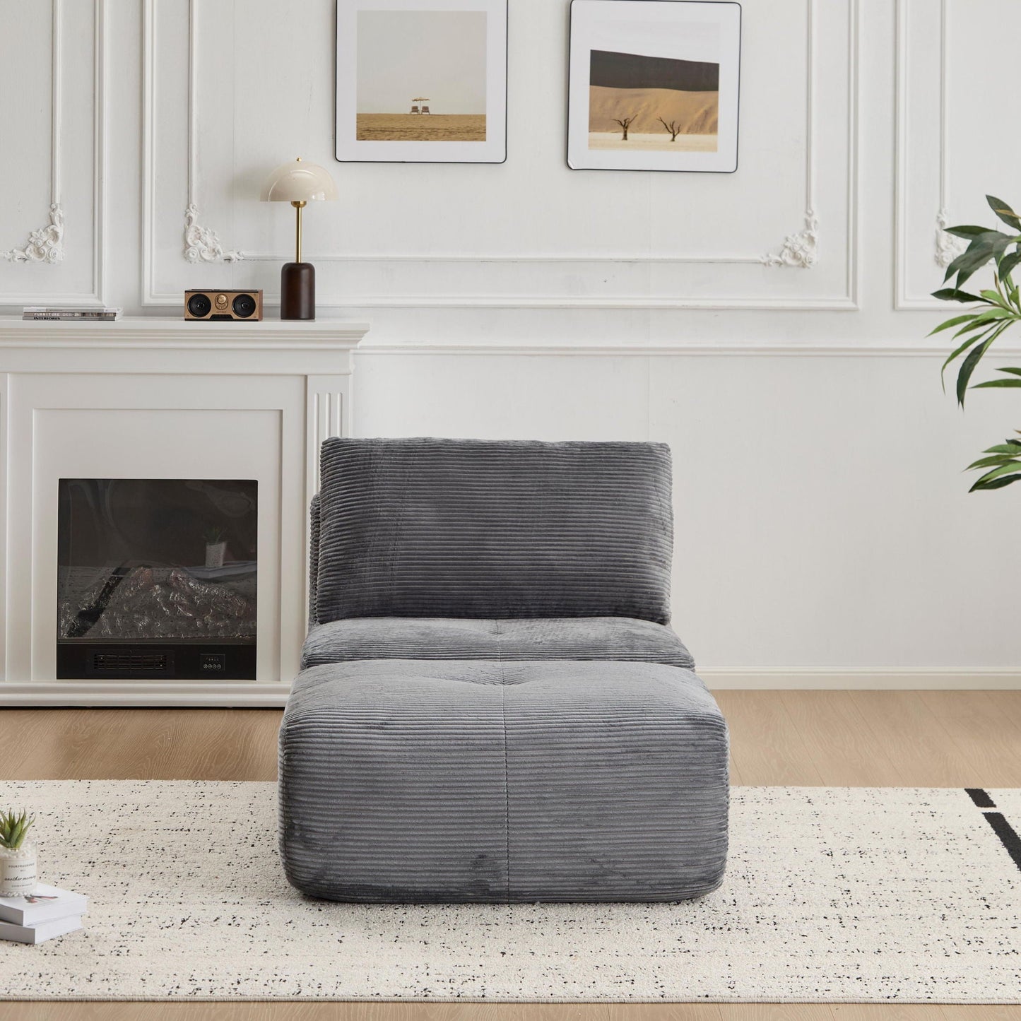 Single Chaise Longue With Movable Ottoman For Living Room