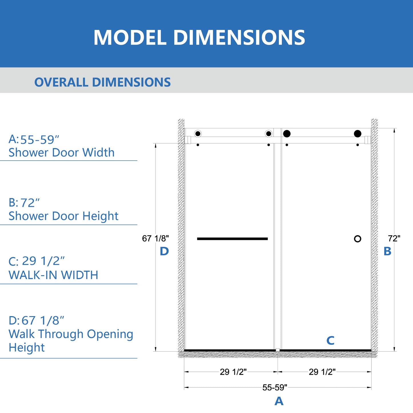 Frameless Shower Door - Double Sliding Design
