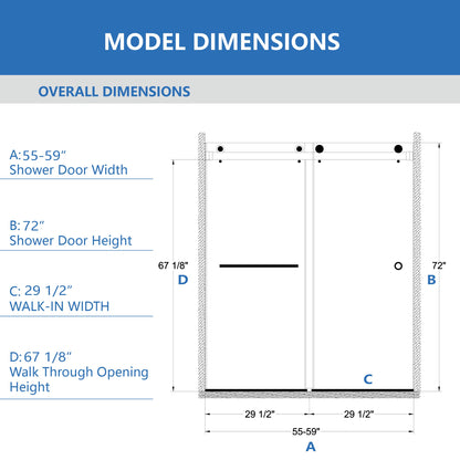 Frameless Shower Door - Double Sliding Design