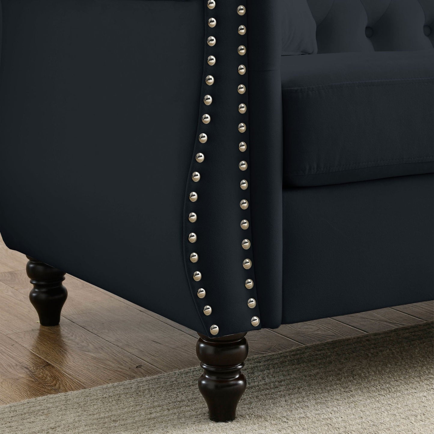 Chesterfield Sofa With Rolled Arms And Nailhead Trim