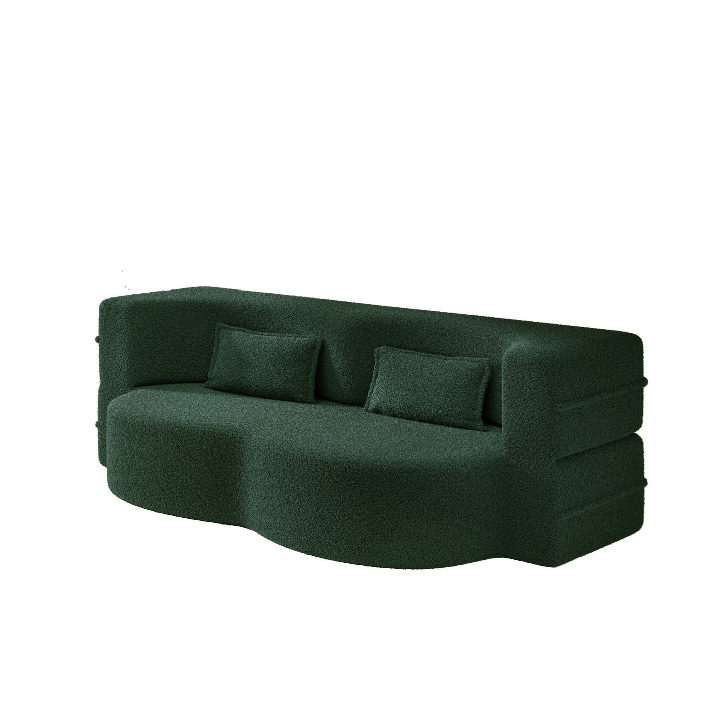 Modern Floor Sleeper Sofa Bed With 2 Pillows, Convertible Twin Size Folding Mattress For Living Room